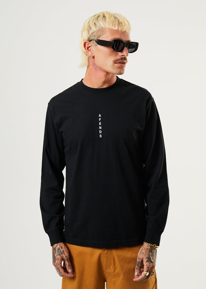 Afends Mens Machine - Recycled Long Sleeve T-Shirt - Black - Streetwear - Sustainable Fashion
