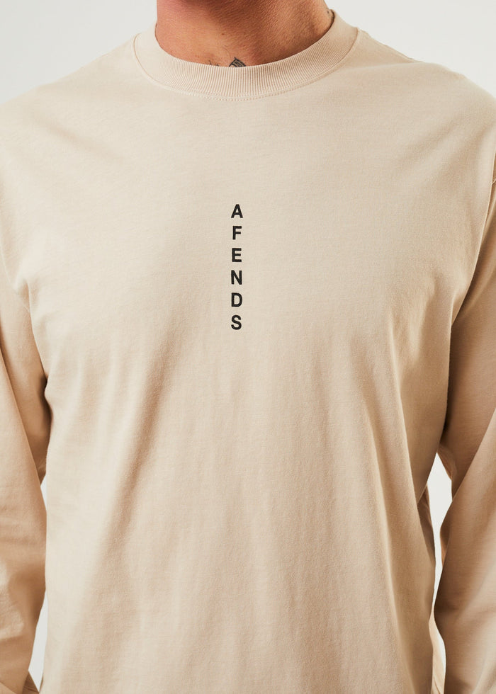 Afends Mens Machine - Recycled Long Sleeve T-Shirt - Bone - Streetwear - Sustainable Fashion