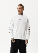 Afends Mens Wahzoo - Recycled Long Sleeve Graphic T-Shirt - White - Afends mens wahzoo   recycled long sleeve graphic t shirt   white   streetwear   sustainable fashion