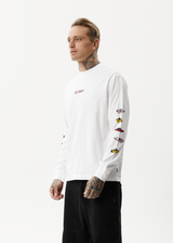 Afends Mens Wahzoo - Recycled Long Sleeve Graphic T-Shirt - White - Afends mens wahzoo   recycled long sleeve graphic t shirt   white   streetwear   sustainable fashion