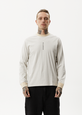 Afends Mens System - Recycled Striped Long Sleeve T-Shirt - Bone - Afends mens system   recycled striped long sleeve t shirt   bone   streetwear   sustainable fashion