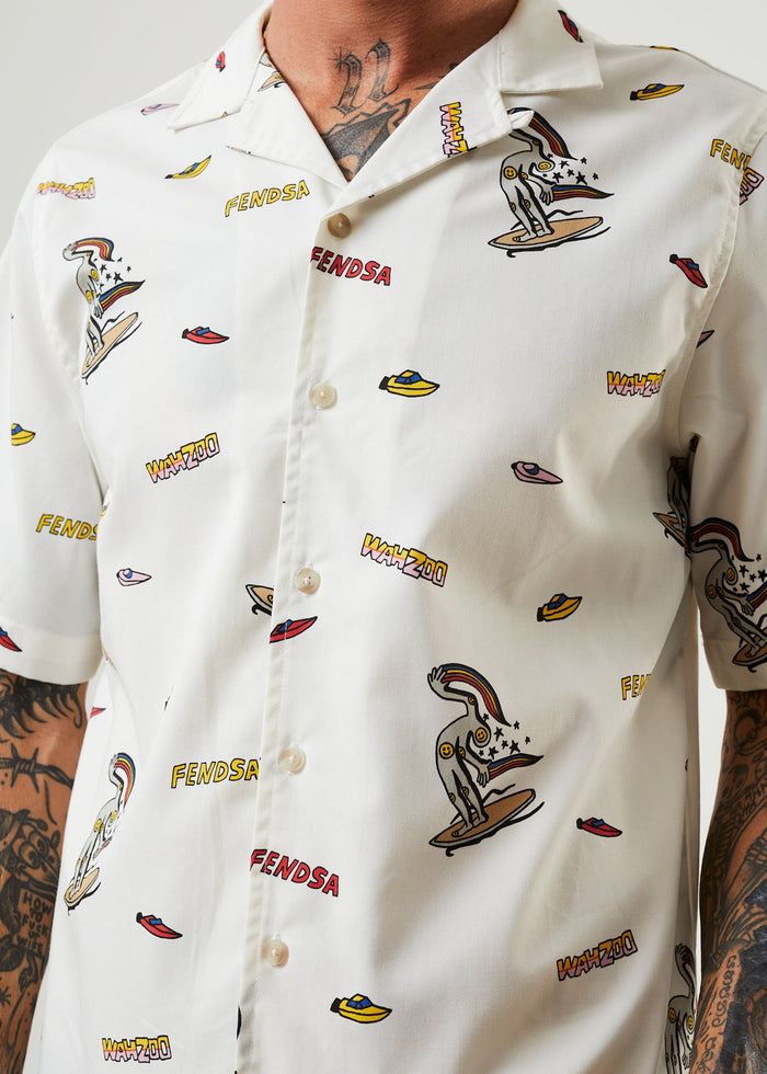 Afends Mens Fendsa - Recycled Cuban Short Sleeve Shirt - White - Streetwear - Sustainable Fashion