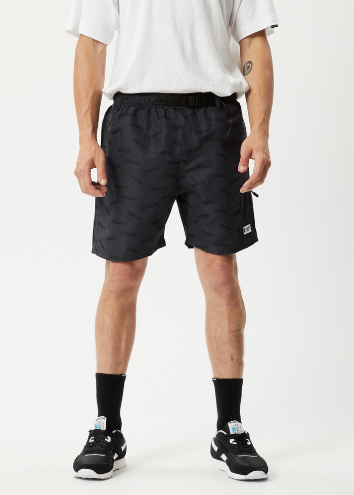 Afends Mens Fendsa - Recycled Elastic Waist Spray Shorts - Charcoal - Streetwear - Sustainable Fashion