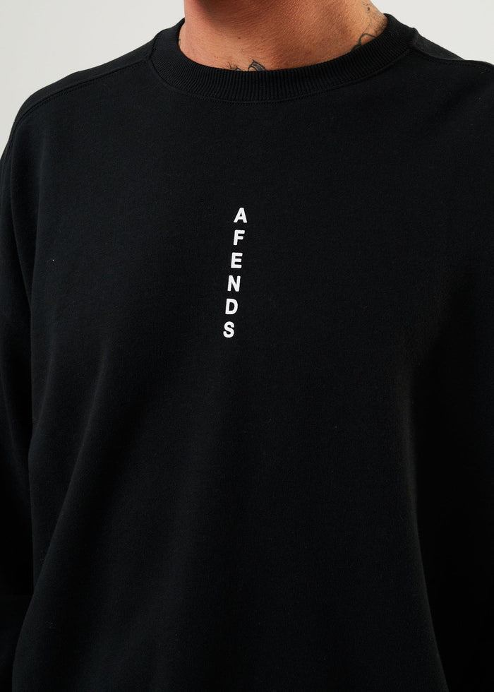 Afends Mens Machine - Recycled Crew Neck Jumper - Black - Streetwear - Sustainable Fashion