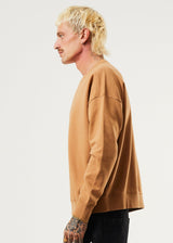 Afends Mens Machine - Recycled Crew Neck Jumper - Chestnut - Afends mens machine   recycled crew neck jumper   chestnut   streetwear   sustainable fashion