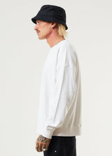 Afends Mens Wahzoo - Recycled Crew Neck Jumper - White - Afends mens wahzoo   recycled crew neck jumper   white   streetwear   sustainable fashion