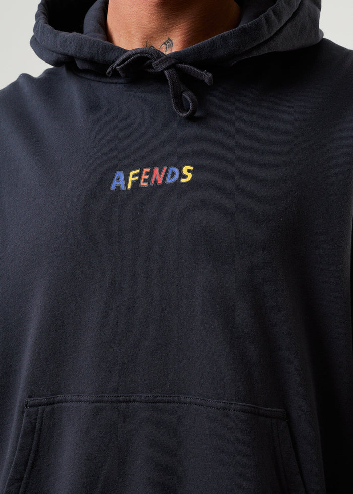 Afends Mens Wahzoo - Recycled Hoodie - Charcoal - Streetwear - Sustainable Fashion