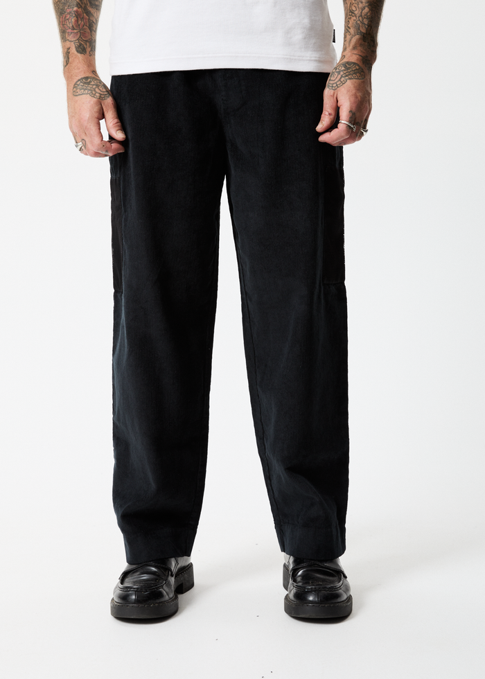 Afends Mens Asta - Hemp Corduroy Relaxed Pants - Black - Streetwear - Sustainable Fashion