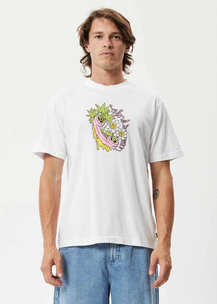 Afends Mens Big Talk - Recycled Oversized Graphic T-Shirt - White - Streetwear - Sustainable Fashion