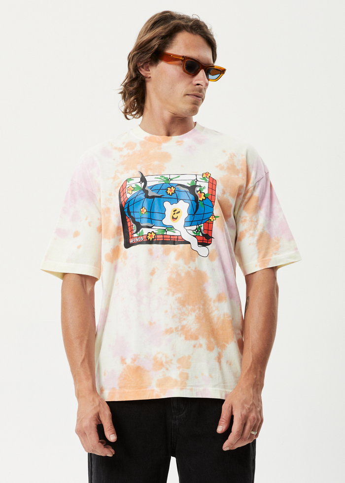 Afends Mens Globe - Recycled Oversized Graphic T-Shirt - Multi - Streetwear - Sustainable Fashion
