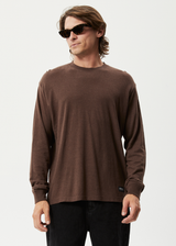 Afends Mens Essential - Hemp Retro Long Sleeve T-Shirt - Coffee - Afends mens essential   hemp retro long sleeve t shirt   coffee   streetwear   sustainable fashion
