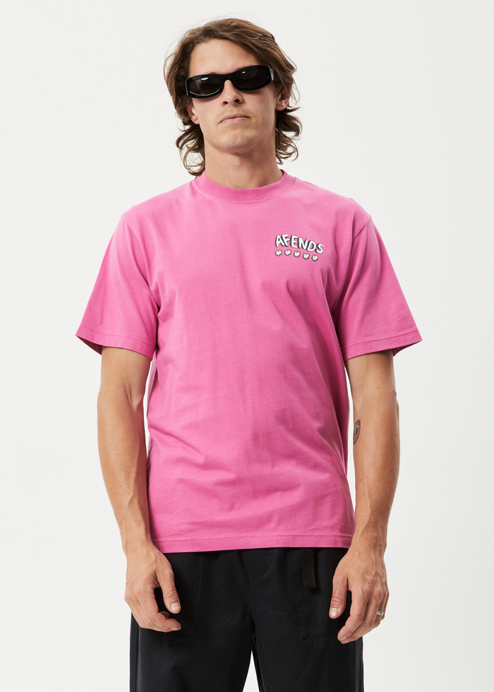 Afends Mens Flowers - Recycled Oversized T-Shirt - Bubblegum - Streetwear - Sustainable Fashion