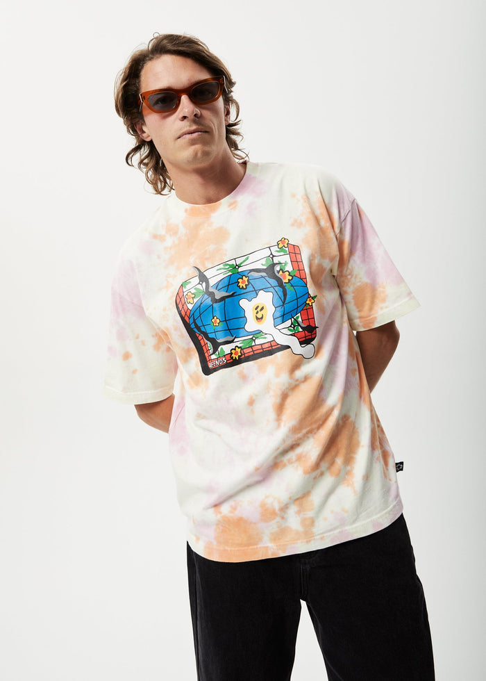 Afends Mens Globe - Recycled Oversized Graphic T-Shirt - Multi - Streetwear - Sustainable Fashion