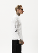Afends Mens Globe - Recycled Long Sleeve Graphic T-Shirt - White - Afends mens globe   recycled long sleeve graphic t shirt   white   streetwear   sustainable fashion