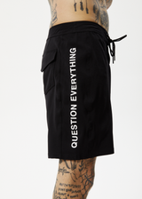Afends Mens Question Everything - Recycled Fixed Waist Boardhorts - Black - Afends mens question everything   recycled fixed waist boardhorts   black   streetwear   sustainable fashion