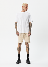 Afends Mens Baywatch Misprint - Elastic Waist Shorts - Bone - Afends mens baywatch misprint   elastic waist shorts   bone   streetwear   sustainable fashion