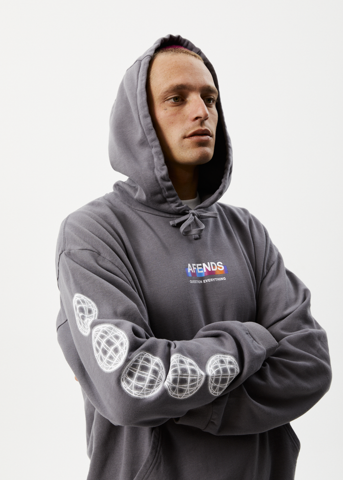 Afends Mens Question Everything - Recycled Hoodie - Gunmetal - Streetwear - Sustainable Fashion