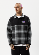 Afends Mens Nobody - Recycled Fleece Pullover - Black Check - Afends mens nobody   recycled fleece pullover   black check   streetwear   sustainable fashion