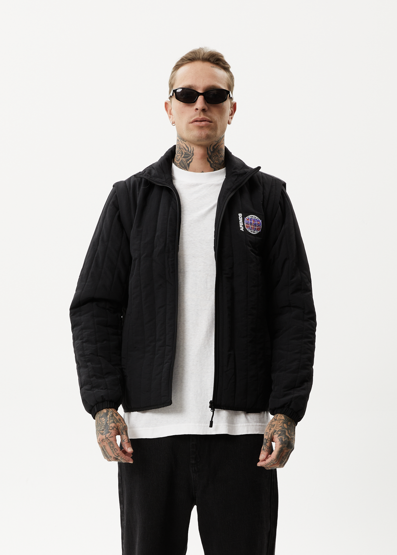 Afends Mens Question Everything - Recycled Puffer Jacket - Black