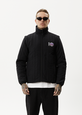 Afends Mens Question Everything - Recycled Puffer Jacket - Black - Afends mens question everything   recycled puffer jacket   black   streetwear   sustainable fashion