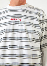 Afends Mens Warped - Recycled Retro Striped T-Shirt - White - Afends mens warped   recycled retro striped t shirt   white   streetwear   sustainable fashion
