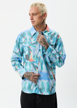 Afends Mens Thermal - Recycled Oversized Long Sleeve Shirt - Multi - Afends mens thermal   recycled oversized long sleeve shirt   multi   streetwear   sustainable fashion