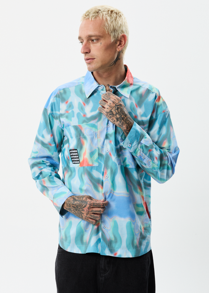 Afends Mens Thermal - Recycled Oversized Long Sleeve Shirt - Multi - Streetwear - Sustainable Fashion