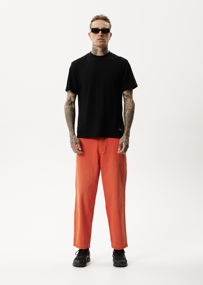 Afends Mens Louie - Organic Denim Wide Leg Jeans - Faded Orange - Streetwear - Sustainable Fashion
