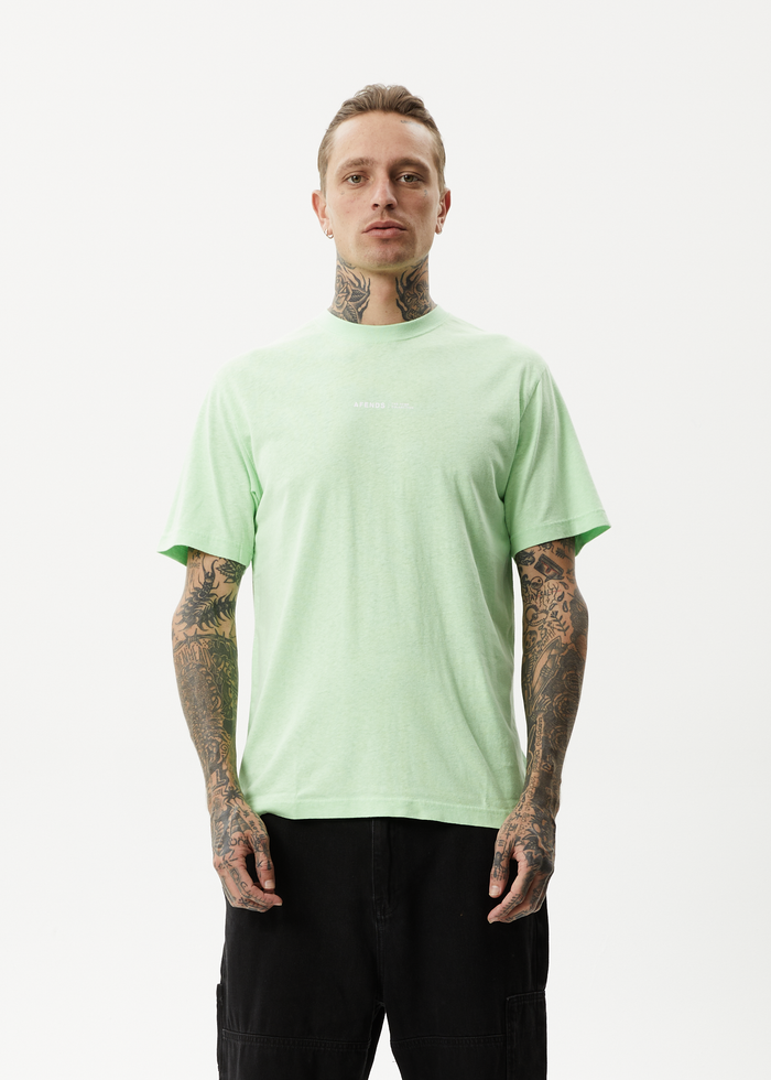 Afends Mens Horizon - Hemp Retro T-Shirt - Lime Green - Streetwear - Sustainable Fashion