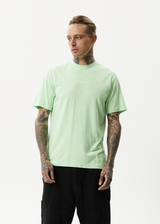 AFENDS Mens Horizon - Retro T-Shirt - Lime Green - Afends mens horizon   retro t shirt   lime green   streetwear   sustainable fashion
