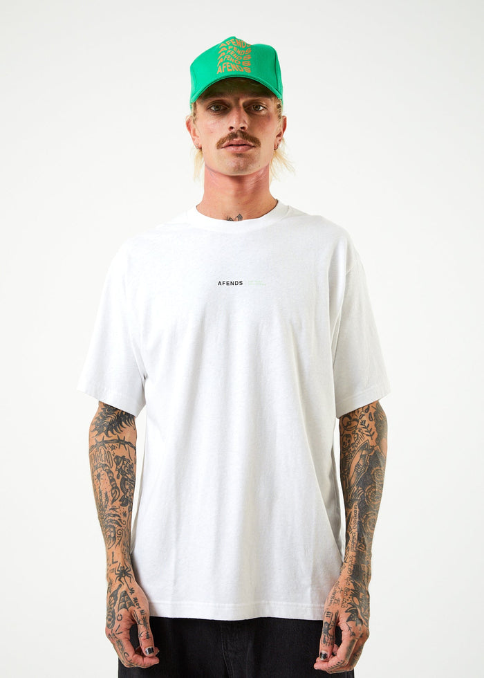 Afends Mens Horizon - Hemp Retro T-Shirt - White - Streetwear - Sustainable Fashion