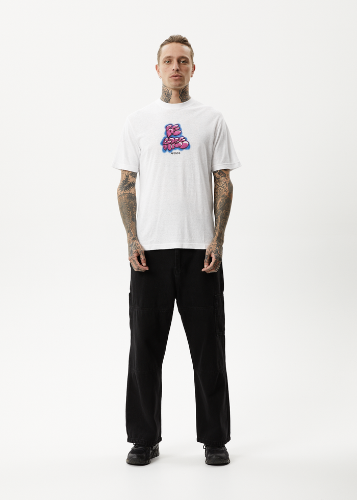 Afends Mens Planetary - Hemp Retro Graphic T-Shirt - White - Streetwear - Sustainable Fashion