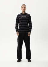 Afends Mens Sideline - Recycled Long Sleeve Striped T-Shirt - Black - Afends mens sideline   recycled long sleeve striped t shirt   black   streetwear   sustainable fashion