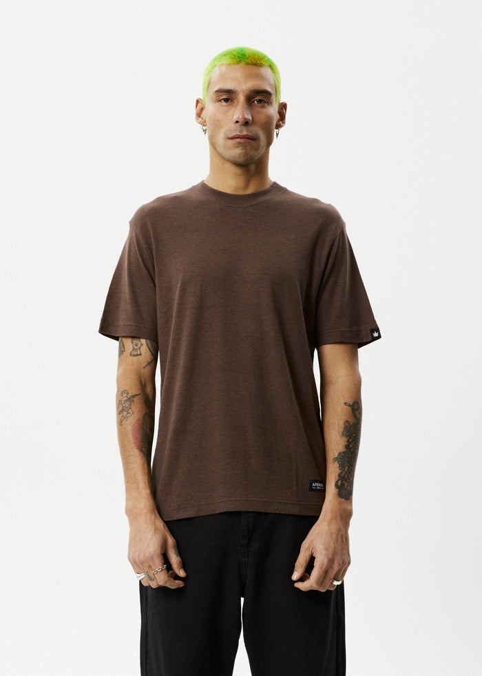 AFENDS Mens Classic - Retro Fit Tee - Coffee - Streetwear - Sustainable Fashion