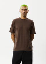 AFENDS Mens Classic - Retro Fit Tee - Coffee - Afends mens classic   retro fit tee   coffee   streetwear   sustainable fashion