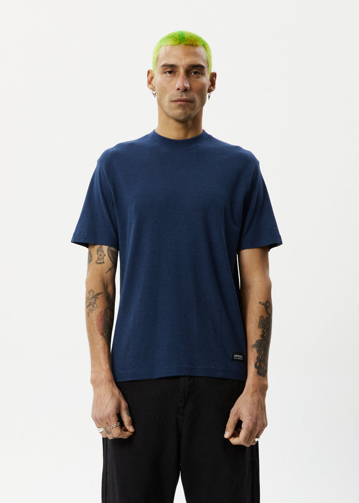 Afends Mens Classic - Hemp Retro T-Shirt - Navy - Streetwear - Sustainable Fashion