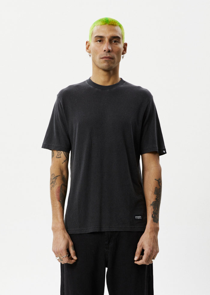 Afends Mens Classic - Hemp Retro T-Shirt - Stone Black - Streetwear - Sustainable Fashion