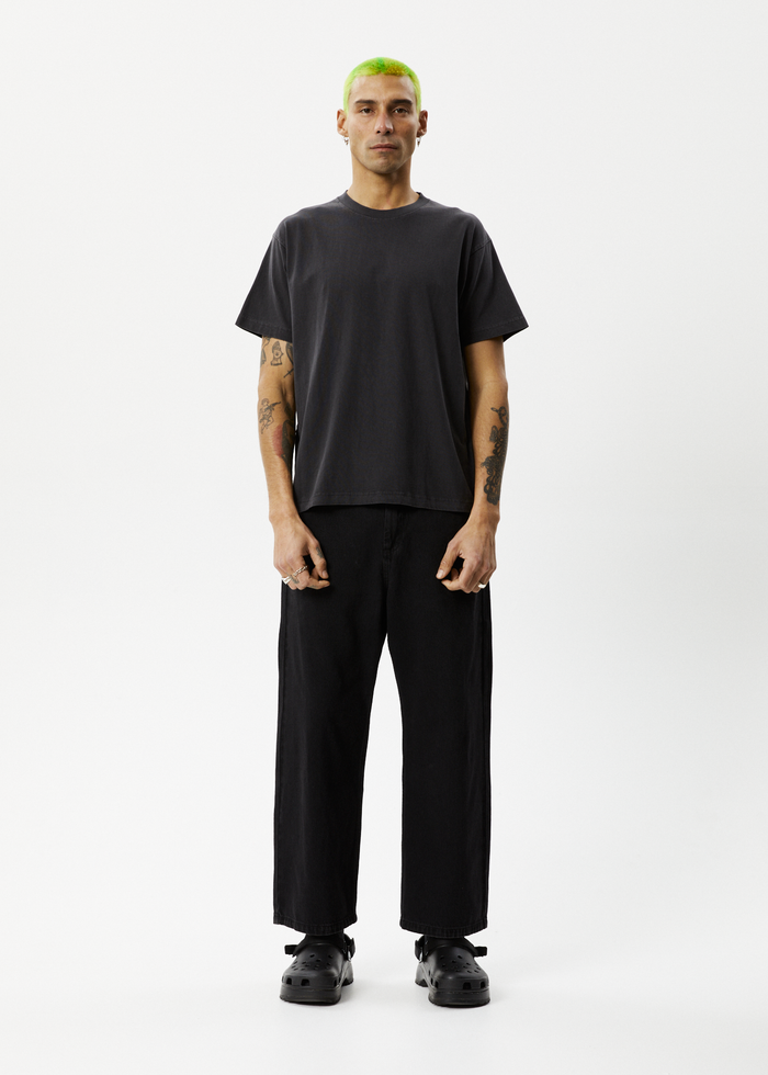 Afends Mens Genesis - Heavy Boxy T-Shirt - Stone Black - Streetwear - Sustainable Fashion