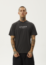 Afends Mens Thrown Out - Retro Fit Tee - Black / White - Afends mens thrown out   retro fit tee   black / white   streetwear   sustainable fashion