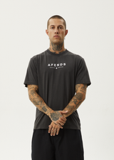 AFENDS Mens Thrown Out - Retro Fit Tee - Black / White - Afends mens thrown out   retro fit tee   black / white   streetwear   sustainable fashion