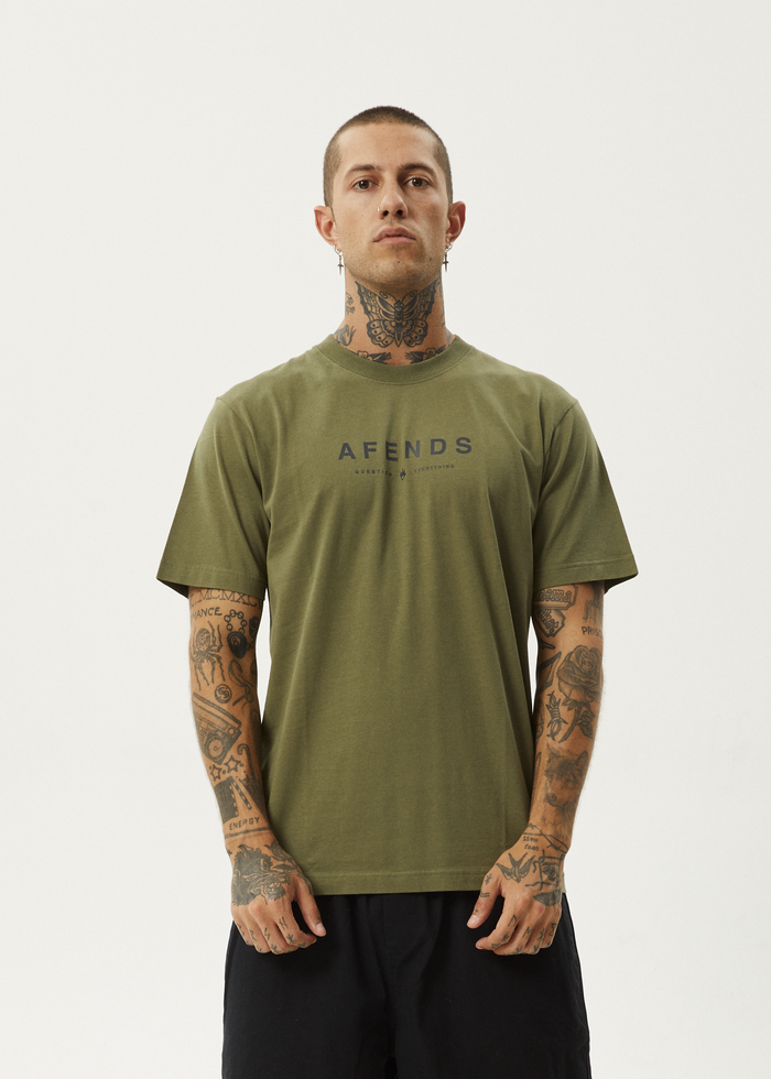 Afends Mens Thrown Out - Retro Fit Tee - Military - Streetwear - Sustainable Fashion