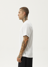 AFENDS Mens Thrown Out - Retro T-Shirt - White / Black - Afends mens thrown out   retro t shirt   white / black   streetwear   sustainable fashion