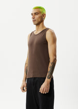 Afends Mens Paramount - Recycled Rib Singlet - Coffee - Afends mens paramount   recycled rib singlet   coffee   streetwear   sustainable fashion