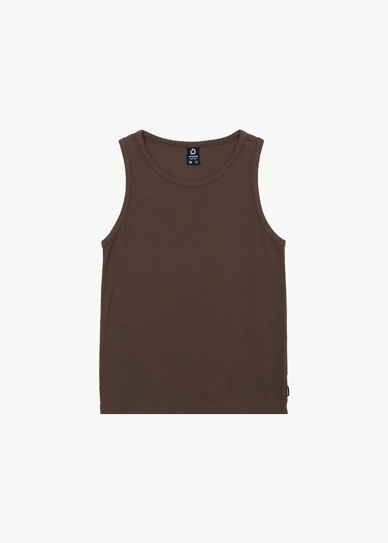 Afends Mens Paramount - Recycled Rib Singlet - Coffee