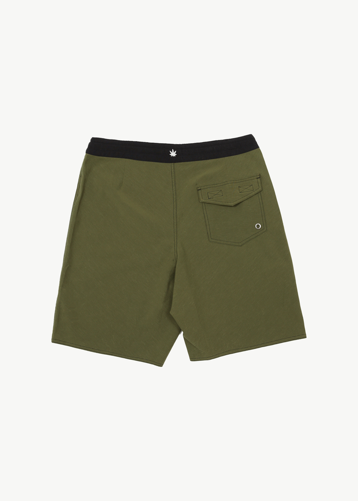 Afends Mens Surf Related - Hemp Fixed Waist Boardshort 20" - Military - Streetwear - Sustainable Fashion