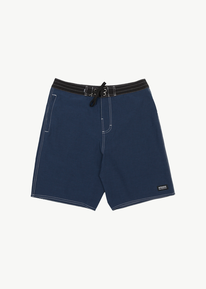 Afends Mens Surf Related - Hemp Fixed Waist Boardshort 20" - Navy - Streetwear - Sustainable Fashion