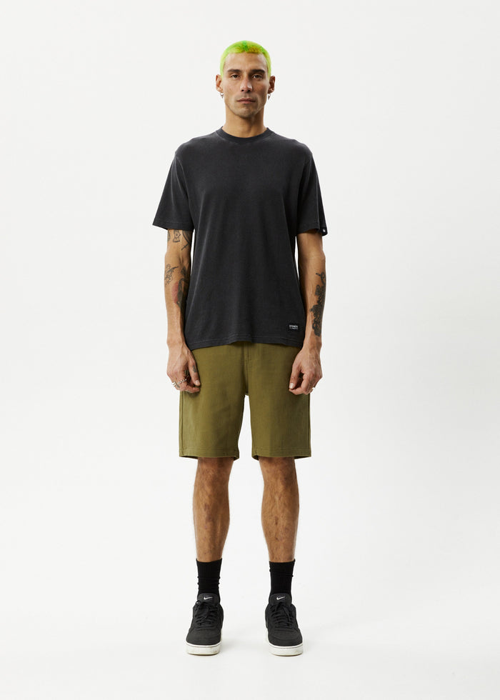 Afends Mens Ninety Twos - Organic Fixed Waist Short 19" - Military - Streetwear - Sustainable Fashion
