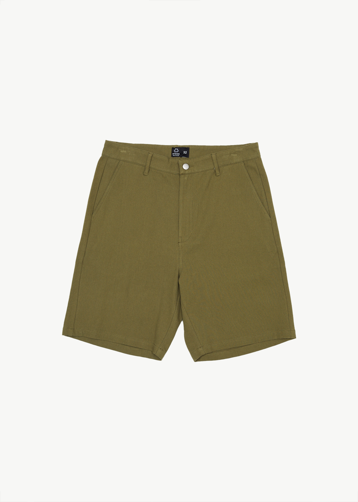 Afends Mens Ninety Twos - Organic Fixed Waist Short 19" - Military - Streetwear - Sustainable Fashion