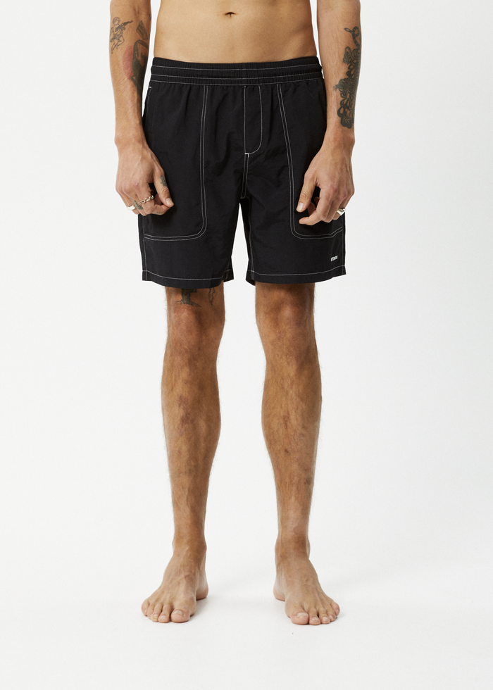 Afends Mens Baywatch - Recycled Swim Short 18" - Black - Streetwear - Sustainable Fashion
