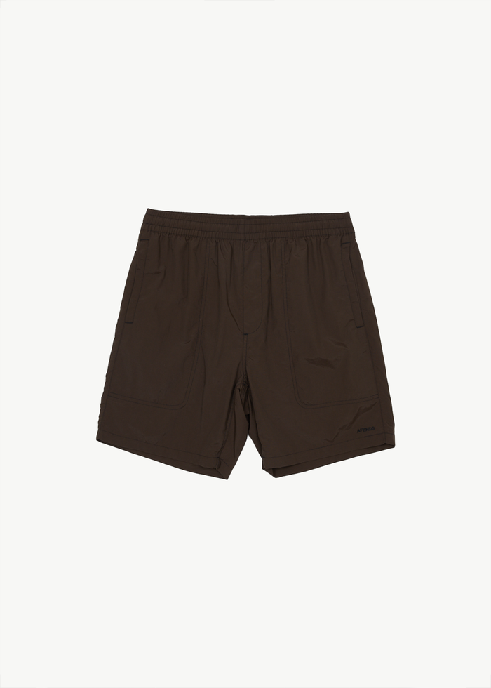 Afends Mens Baywatch - Recycled Swim Short 18" - Coffee - Streetwear - Sustainable Fashion
